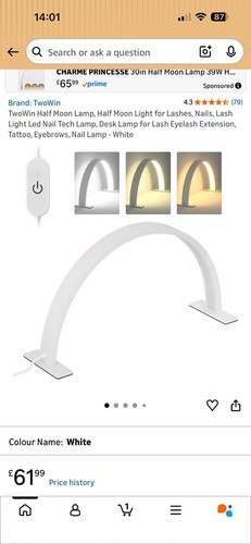 Twowin half moon lamp white - moon,